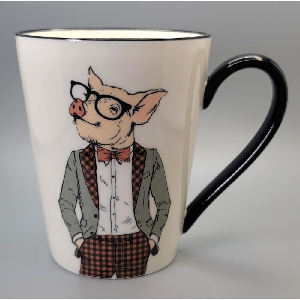 Hipster Pig in Glasses Anthropomorphic Animal Coffee Tea Mug - Signature 16.5 oz - Picture 3 of 11